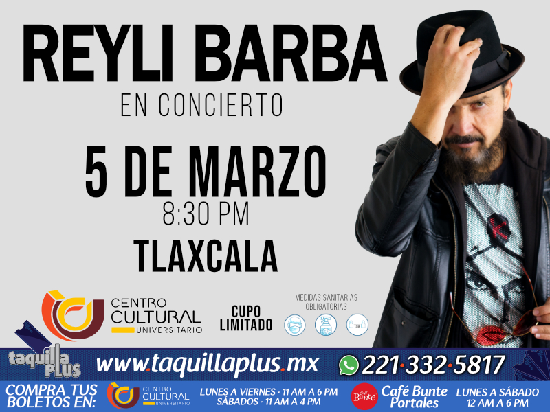 Boletos REYLI BARBA EN CONCIERTO Taquilla Plus